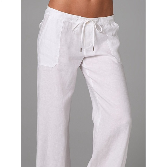Juicy Couture Pants - Juicy Couture White Linen Wide Leg Drawstring Pant